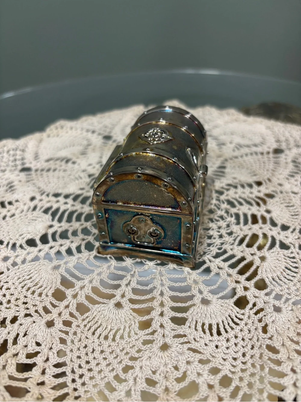Silver-Plated Iridescent Treasure Jewelry Box